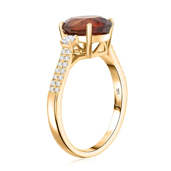 Shop Lc Luxoro AAA Ceylon Honey Garnet Diamond Ring In 10K Yellow Gold 3.60 Ctw