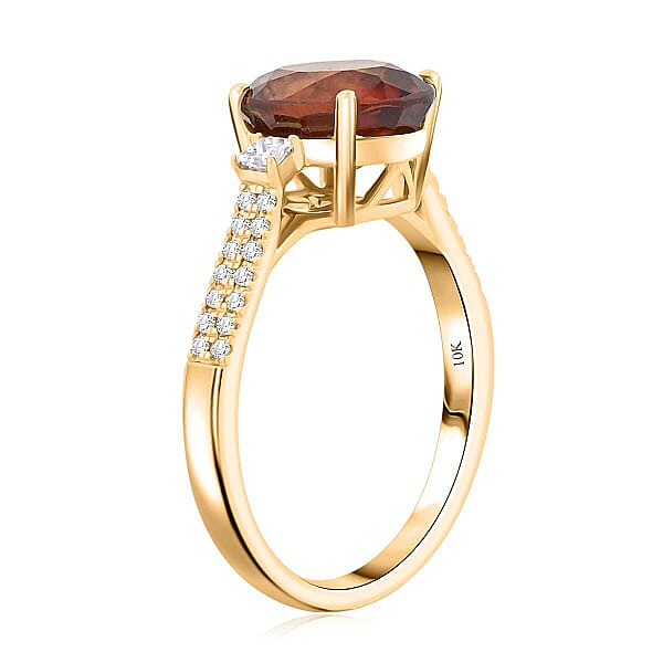 Shop Lc Luxoro AAA Ceylon Honey Garnet Diamond Ring In 10K Yellow Gold 3.60 Ctw