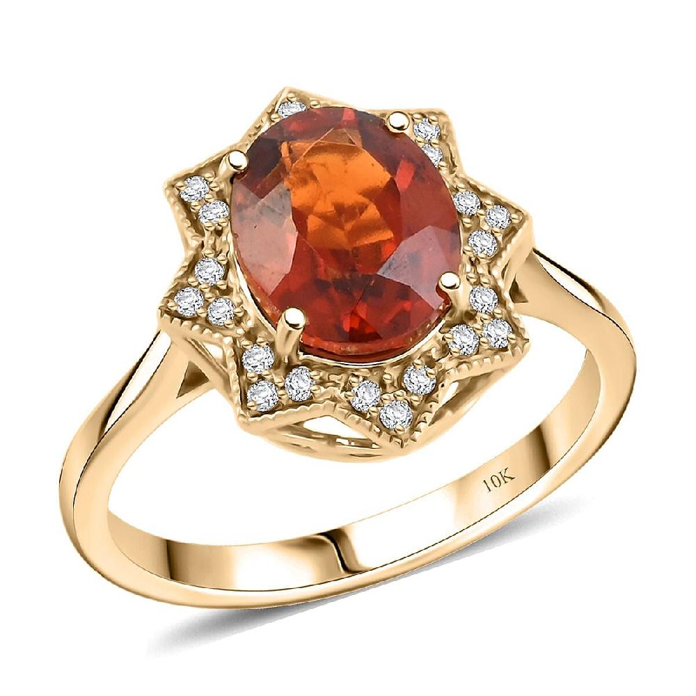 shop lc Luxoro AAA Ceylon Honey Garnet Diamond Ring in 10K Yellow Gold 4.00 ctw