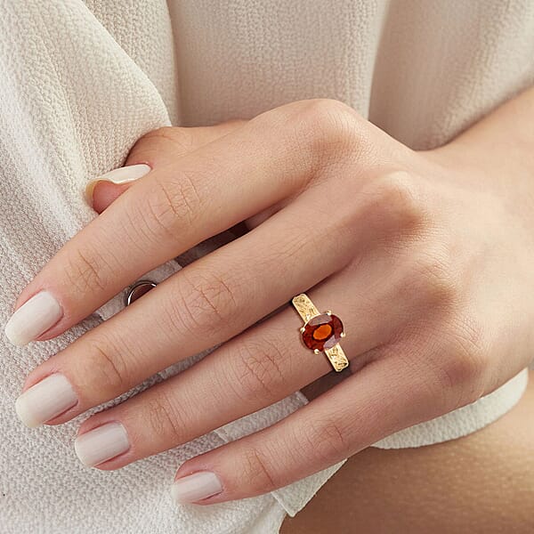 Shop Lc Luxoro AAA Ceylon Honey Garnet Solitaire Ring In 10K Yellow Gold 3.30 Ctw
