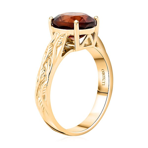 Shop Lc Luxoro AAA Ceylon Honey Garnet Solitaire Ring In 10K Yellow Gold 3.30 Ctw