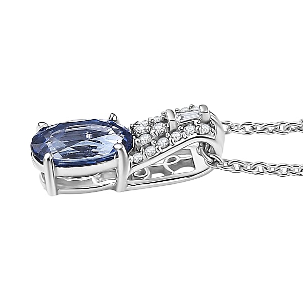 Shop Lc Luxoro AAA Ceylon Sapphire And Diamond 1.10 Ctw Celestial Night Sky Pendant Necklace In 10K White Gold 20 Inches