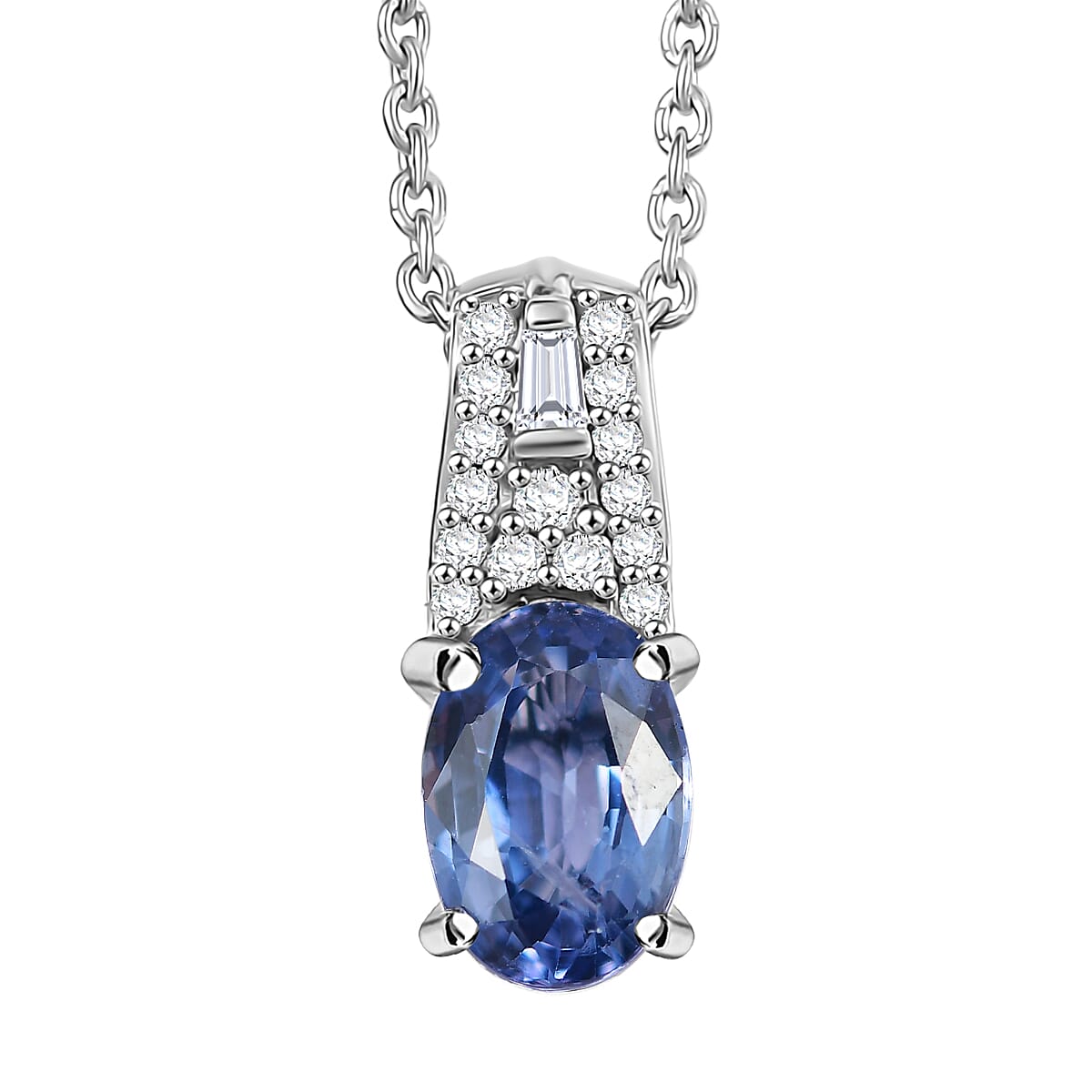 shop lc Luxoro AAA Ceylon Sapphire and Diamond 1.10 ctw Celestial Night Sky Pendant Necklace in 10K White Gold 20 Inches