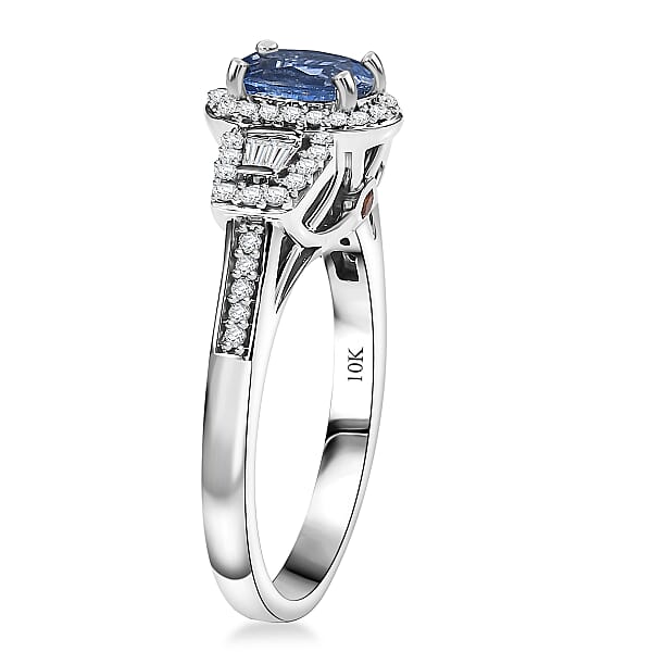 Shop Lc Luxoro AAA Ceylon Sapphire Padparadscha Sapphire (BT) 8.0) And I2 Diamond 1.50 Ctw Ocean Embrace Ring In 10K White Gold