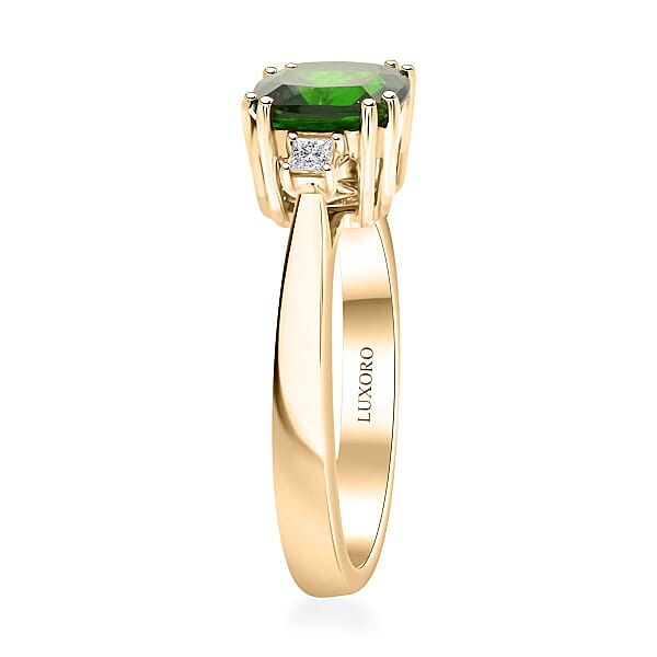 Shop Lc Luxoro AAA Chrome Diopside And G-H I2 Diamond 1.75 Ctw Ring In 10K Yellow Gold