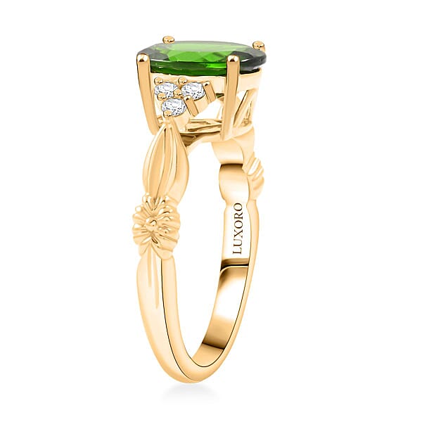 Shop Lc Luxoro AAA Chrome Diopside And G-H I2 Diamond 2.85 Ctw Ring In 10K Yellow Gold
