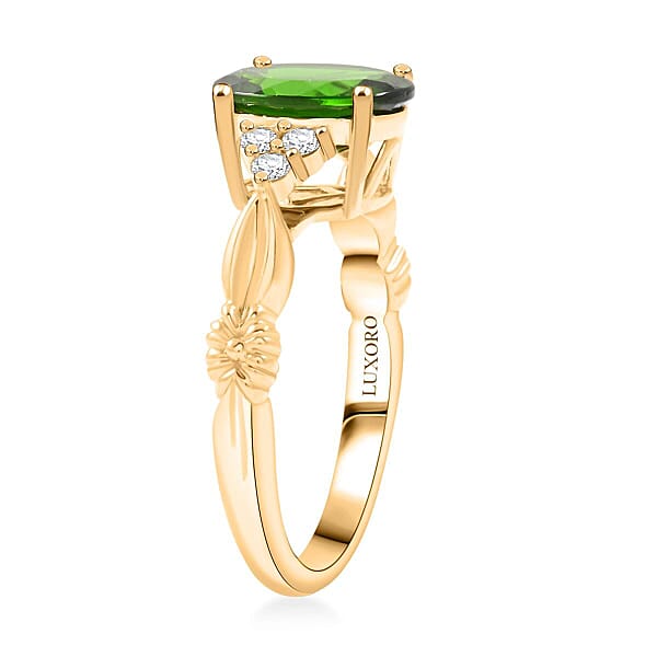 Shop Lc Luxoro AAA Chrome Diopside And G-H I2 Diamond 2.85 Ctw Ring In 10K Yellow Gold
