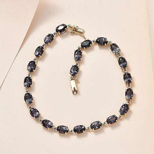 Shop Lc Luxoro AAA Collector Edition Platinum Spinel 10.50ctw Link Bracelet In 14K Yellow Gold (6.50 In)