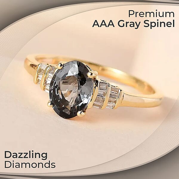 Shop Lc Luxoro AAA Gray Spinel And G-H I2 Diamond 1.40 Ctw Accent Ring 10K Yellow Gold Ring Gold Gifts For Her