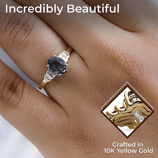 Shop Lc Luxoro AAA Gray Spinel And G-H I2 Diamond 1.40 Ctw Accent Ring 10K Yellow Gold Ring Gold Gifts For Her