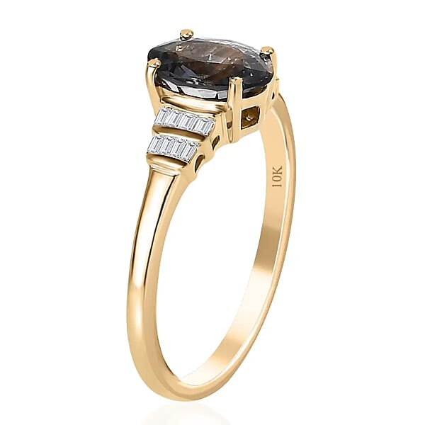 Shop Lc Luxoro AAA Gray Spinel And G-H I2 Diamond 1.40 Ctw Accent Ring 10K Yellow Gold Ring Gold Gifts For Her