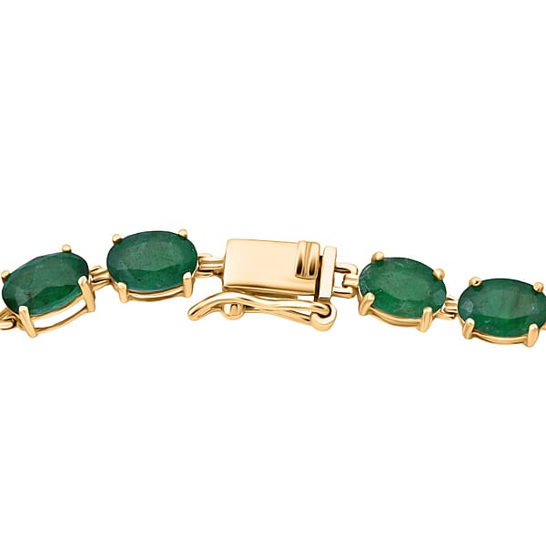 Shop Lc Luxoro AAA Kagem Zambian Emerald 8.40 Ctw Bracelet In 10K Yellow Gold (6.50 In)