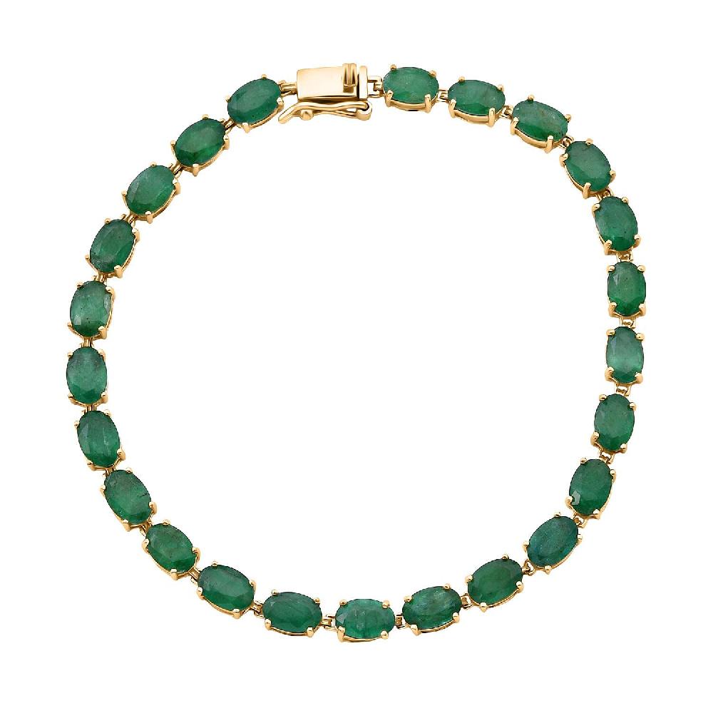 shop lc Luxoro AAA Kagem Zambian Emerald 8.40 ctw Bracelet in 10K Yellow Gold (6.50 In)
