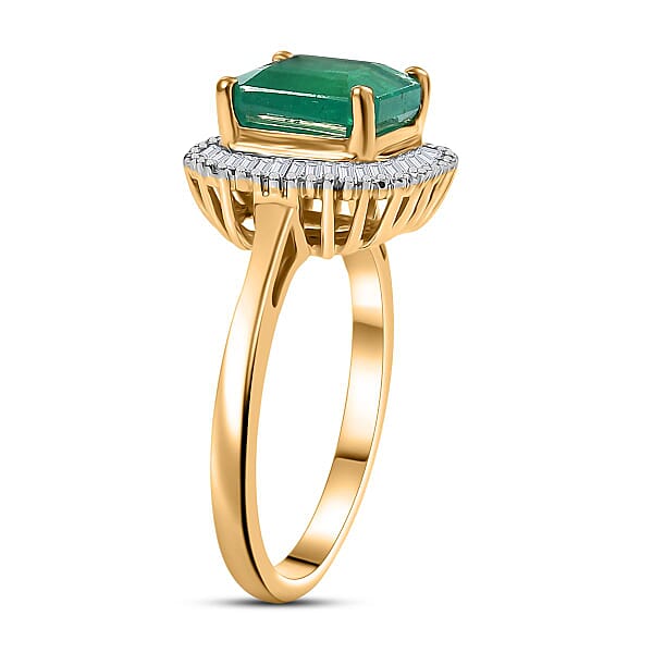 Shop Lc Luxoro AAA Kagem Zambian Emerald And G-H I2 Diamond 3.35 Ctw Ring In 14K Yellow Gold