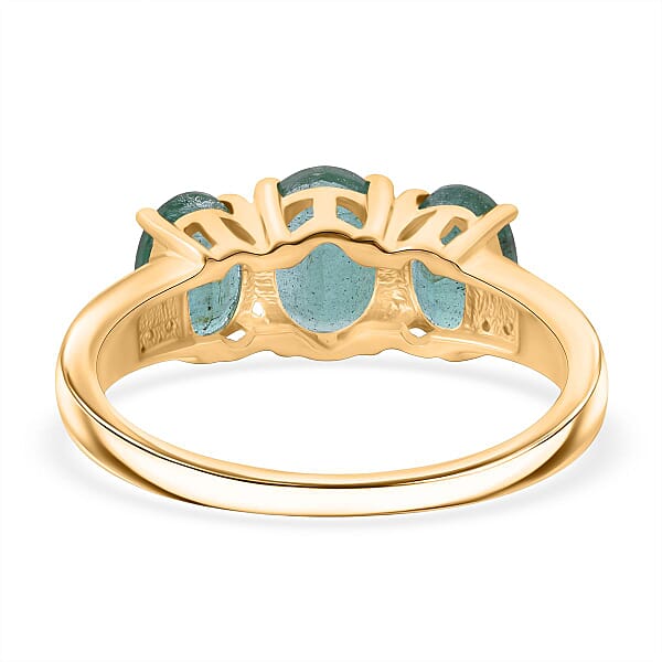 Shop Lc Luxoro AAA Kagem Zambian Emerald And G-H I2 Diamond 2.90 Ctw Trilogy Ring In 10K Yellow Gold