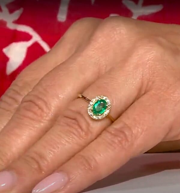 Shop Lc Luxoro AAA Kagem Zambian Emerald And G-H I2 Diamond 1.10 Ctw Ring In 14K Yellow Gold