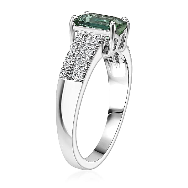 Shop Lc Luxoro AAA Lagoon Tourmaline Diamond Deco Ring In 10K White Gold 1.50 Ctw