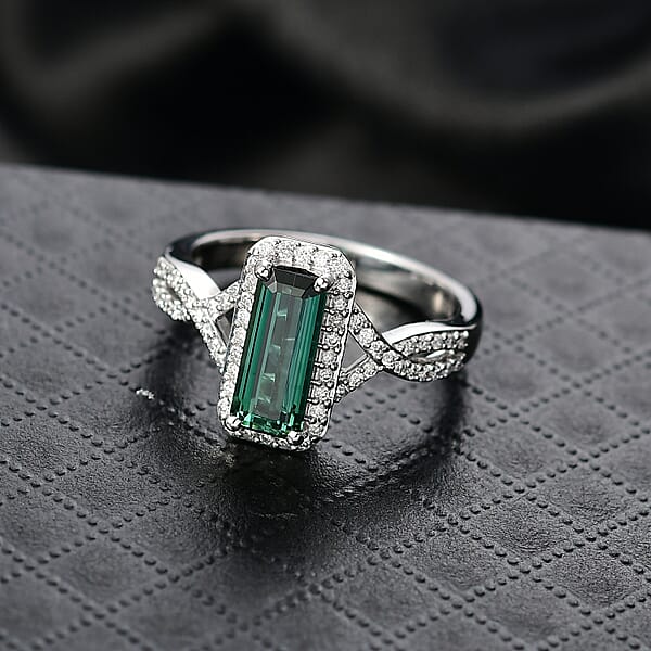 Shop Lc Luxoro AAA Lagoon Tourmaline Diamond Ring In 10K White Gold 1.93 Ctw