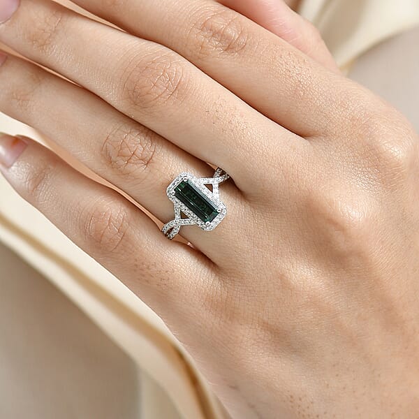 Shop Lc Luxoro AAA Lagoon Tourmaline Diamond Ring In 10K White Gold 1.93 Ctw