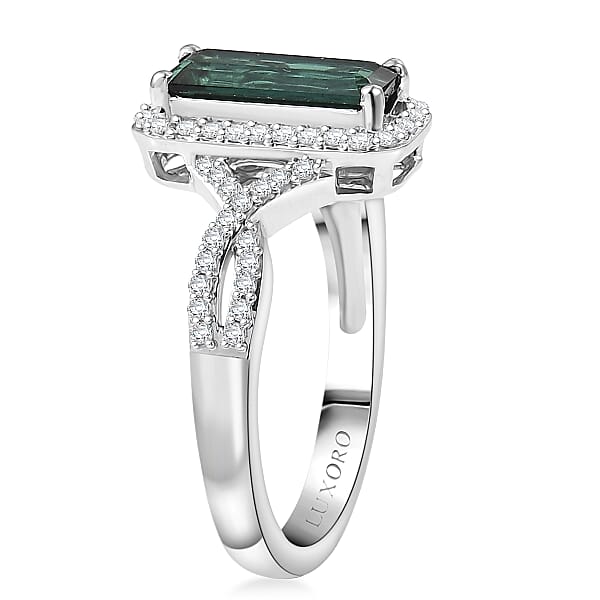 Shop Lc Luxoro AAA Lagoon Tourmaline Diamond Ring In 10K White Gold 1.93 Ctw