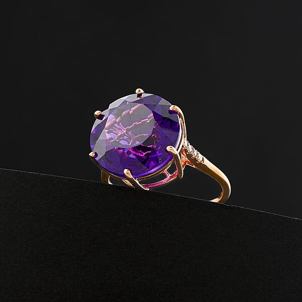 Shop Lc Luxoro AAA Lusaka Amethyst And G-H I2 Diamond 9.70 Ctw Ring In 10K Rose Gold