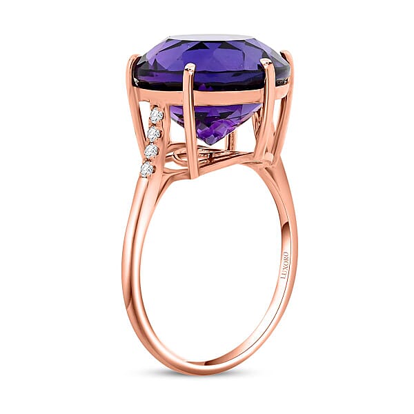 Shop Lc Luxoro AAA Lusaka Amethyst Diamond Ring In 10K Rose Gold 9.70 Ctw