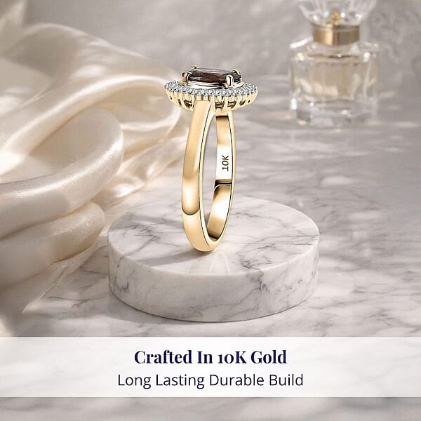 Shop Lc Luxoro AAA Madagascar Color Change Garnet And G-H I2 Diamond 1.70 Ctw Starry Bloom Ring In 10K Yellow Gold