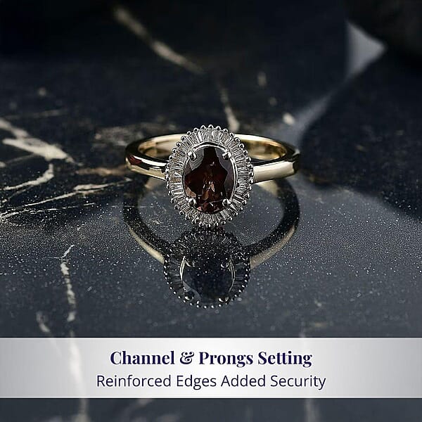 Shop Lc Luxoro AAA Madagascar Color Change Garnet And G-H I2 Diamond 1.70 Ctw Starry Bloom Ring In 10K Yellow Gold