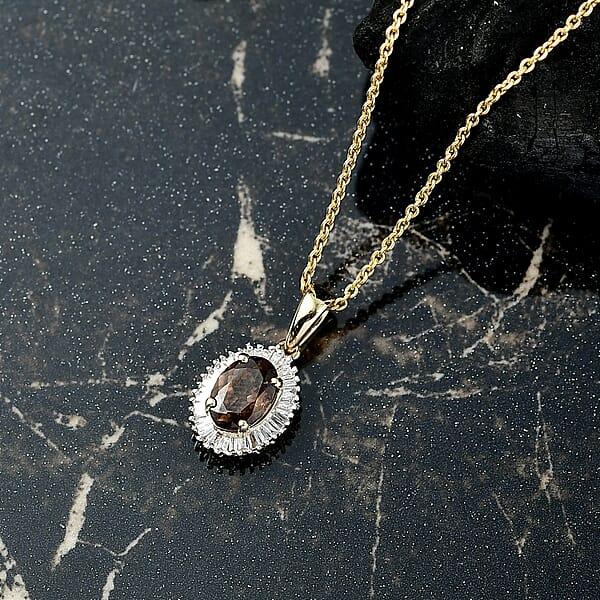 Shop Lc Luxoro AAA Madagascar Color Change Garnet And I2 Diamond 1.20 Ctw Starry Bloom Pendant Necklace In 10K Yellow Gold 20 Inches