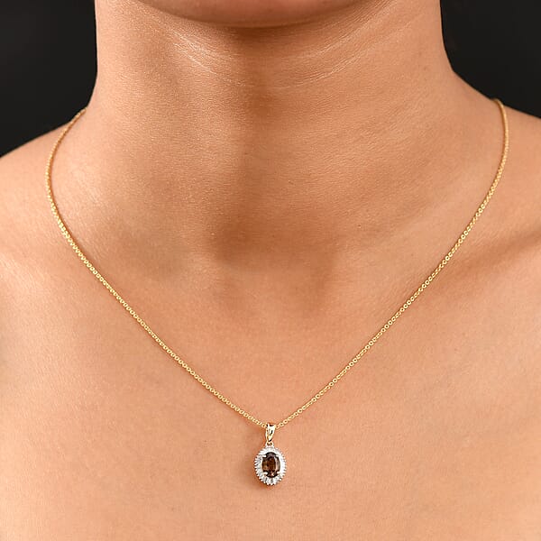 Shop Lc Luxoro AAA Madagascar Color Change Garnet And I2 Diamond 1.20 Ctw Starry Bloom Pendant Necklace In 10K Yellow Gold 20 Inches
