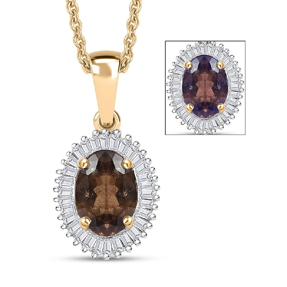 shop lc Luxoro AAA Madagascar Color Change Garnet and I2 Diamond 1.20 ctw Starry Bloom Pendant Necklace in 10K Yellow Gold 20 Inches