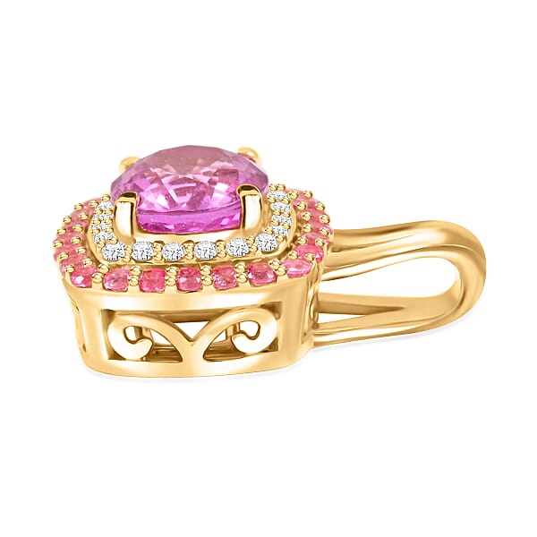 Shop Lc Luxoro AAA Madagascar Pink Sapphire Pink Spinel And G-H I2 Diamond 1.35 Ctw Pendant Without Chain In 10K Yellow Gold