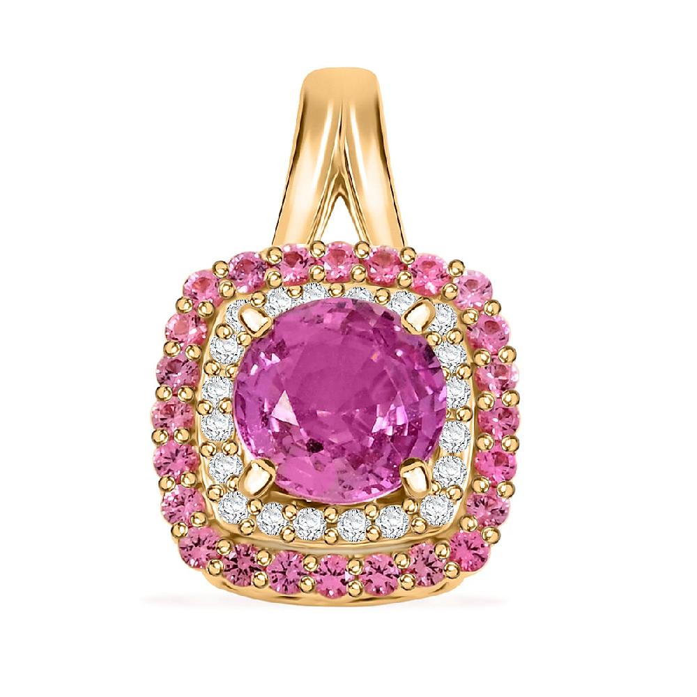 shop lc Luxoro AAA Madagascar Pink Sapphire Pink Spinel and G-H I2 Diamond 1.35 ctw Pendant without Chain in 10K Yellow Gold