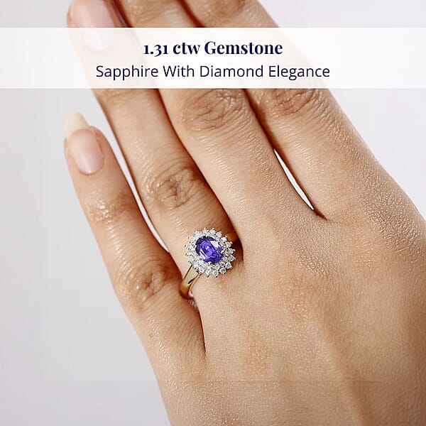 Shop Lc Luxoro AAA Madagascar Purple Sapphire And G-H I2 Diamond 1.31 Ctw Ring In 14K Yellow Gold