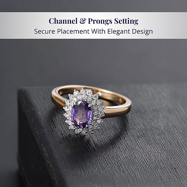 Shop Lc Luxoro AAA Madagascar Purple Sapphire And G-H I2 Diamond 1.31 Ctw Ring In 14K Yellow Gold