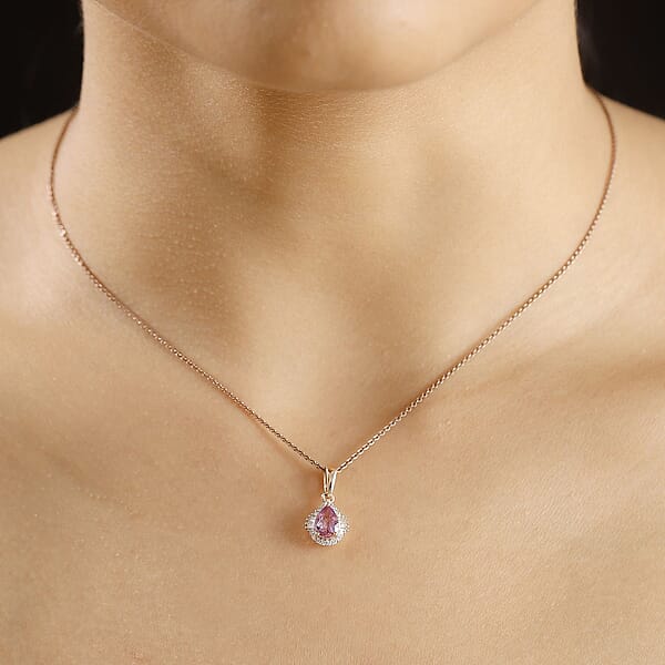 Shop Lc Luxoro AAA Madagascar Purple Sapphire And G-H I2 Diamond 1.00 Ctw Halo Pendant Without Chain In 10K Rose Gold