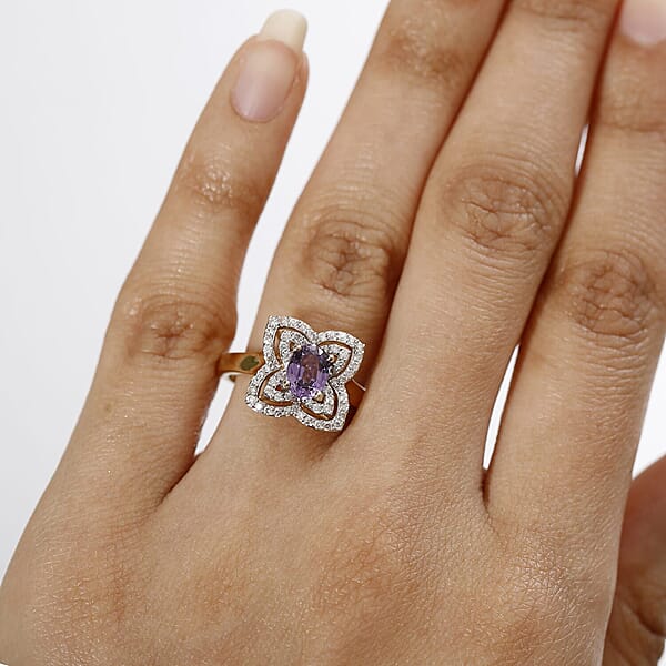Shop Lc Luxoro AAA Madagascar Purple Sapphire And G-H I2 Diamond 1.37 Ctw Ring In 10K Yellow Gold