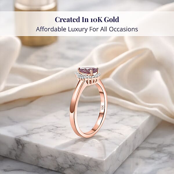 Shop Lc Luxoro AAA Madagascar Purple Sapphire Diamond Halo Ring In 10K Rose Gold 0.90 Ctw