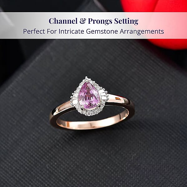 Shop Lc Luxoro AAA Madagascar Purple Sapphire Diamond Halo Ring In 10K Rose Gold 0.90 Ctw