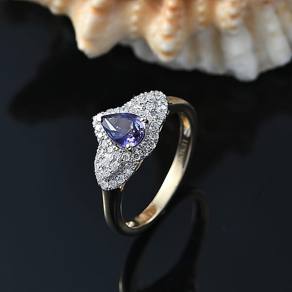 Shop Lc Luxoro AAA Madagascar Purple Sapphire Diamond Ring In 10K Yellow Gold 1.10 Ctw