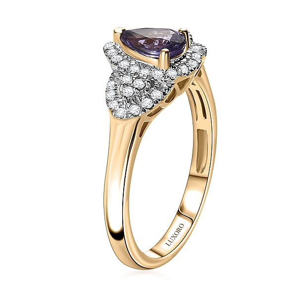 Shop Lc Luxoro AAA Madagascar Purple Sapphire Diamond Ring In 10K Yellow Gold 1.10 Ctw