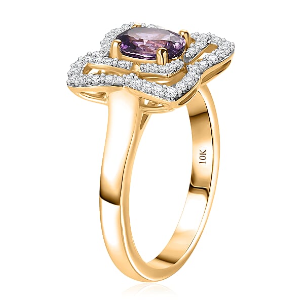 Shop Lc Luxoro AAA Madagascar Purple Sapphire Diamond Ring In 10K Yellow Gold 1.37 Ctw