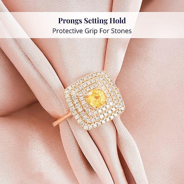 Shop Lc Luxoro AAA Madagascar Yellow Sapphire And G-H I2 Diamond 1.35 Ctw Ring In 14K Yellow Gold