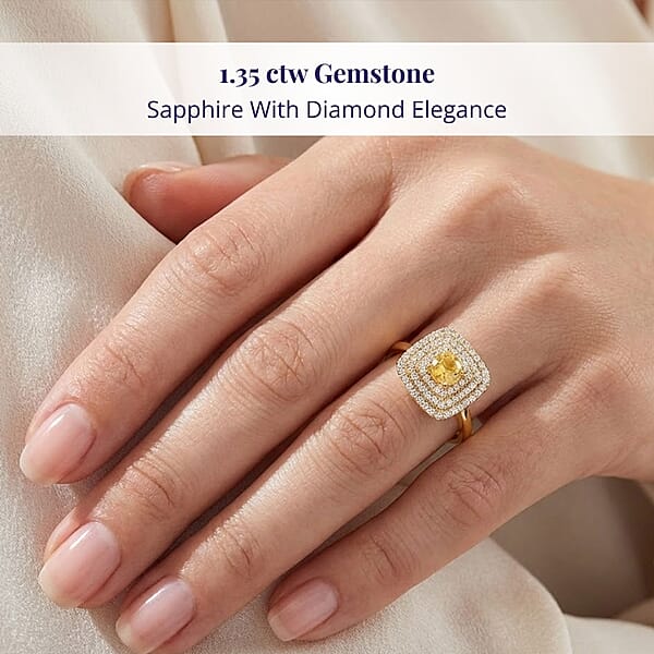 Shop Lc Luxoro AAA Madagascar Yellow Sapphire And G-H I2 Diamond 1.35 Ctw Ring In 14K Yellow Gold