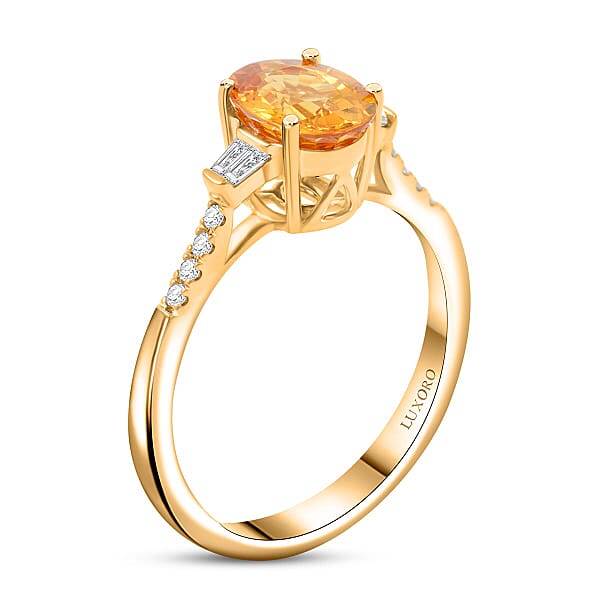 Shop Lc Luxoro AAA Madagascar Yellow Sapphire And I2 Diamond 1.85 Ctw Ring In 14K Yellow Gold
