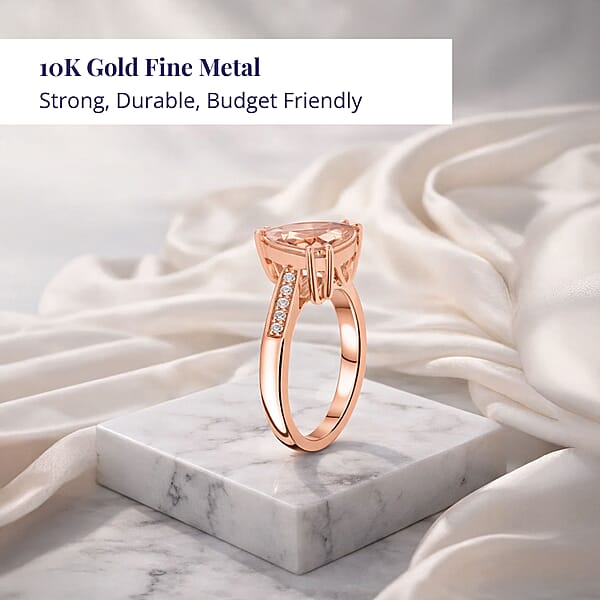 Shop Lc Luxoro AAA Marropino Morganite And G-H I2 Diamond 3.00 Ctw Ring In 10K Rose Gold