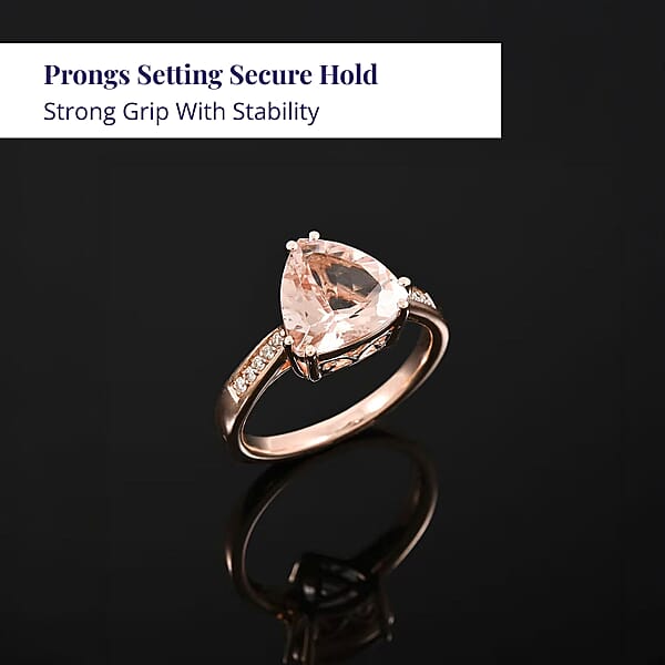 Shop Lc Luxoro AAA Marropino Morganite And G-H I2 Diamond 3.00 Ctw Ring In 10K Rose Gold