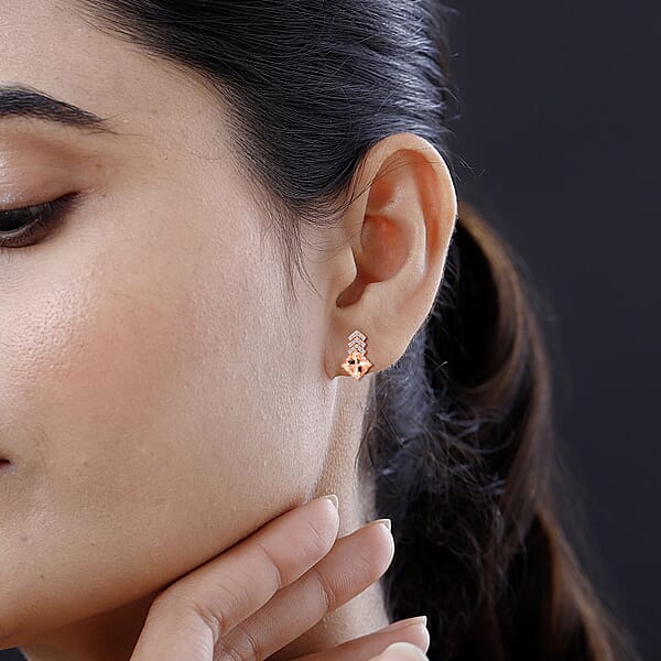 Shop Lc Luxoro AAA Marropino Morganite And G-H I2 Diamond 2.70 Ctw Earrings In 10K Rose Gold