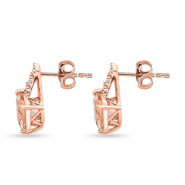 Shop Lc Luxoro AAA Marropino Morganite And G-H I2 Diamond 2.70 Ctw Earrings In 10K Rose Gold