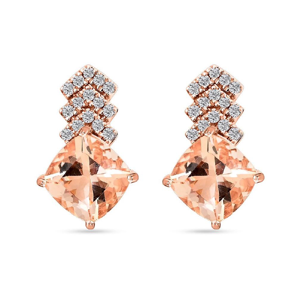 shop lc Luxoro AAA Marropino Morganite and G-H I2 Diamond 2.70 ctw Earrings in 10K Rose Gold